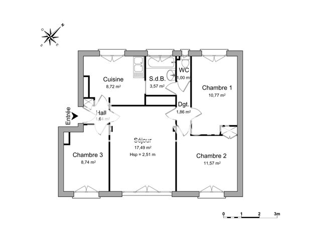 Appartement 4 pièces (65.03 m²) à louer - Bonsecours (76240)