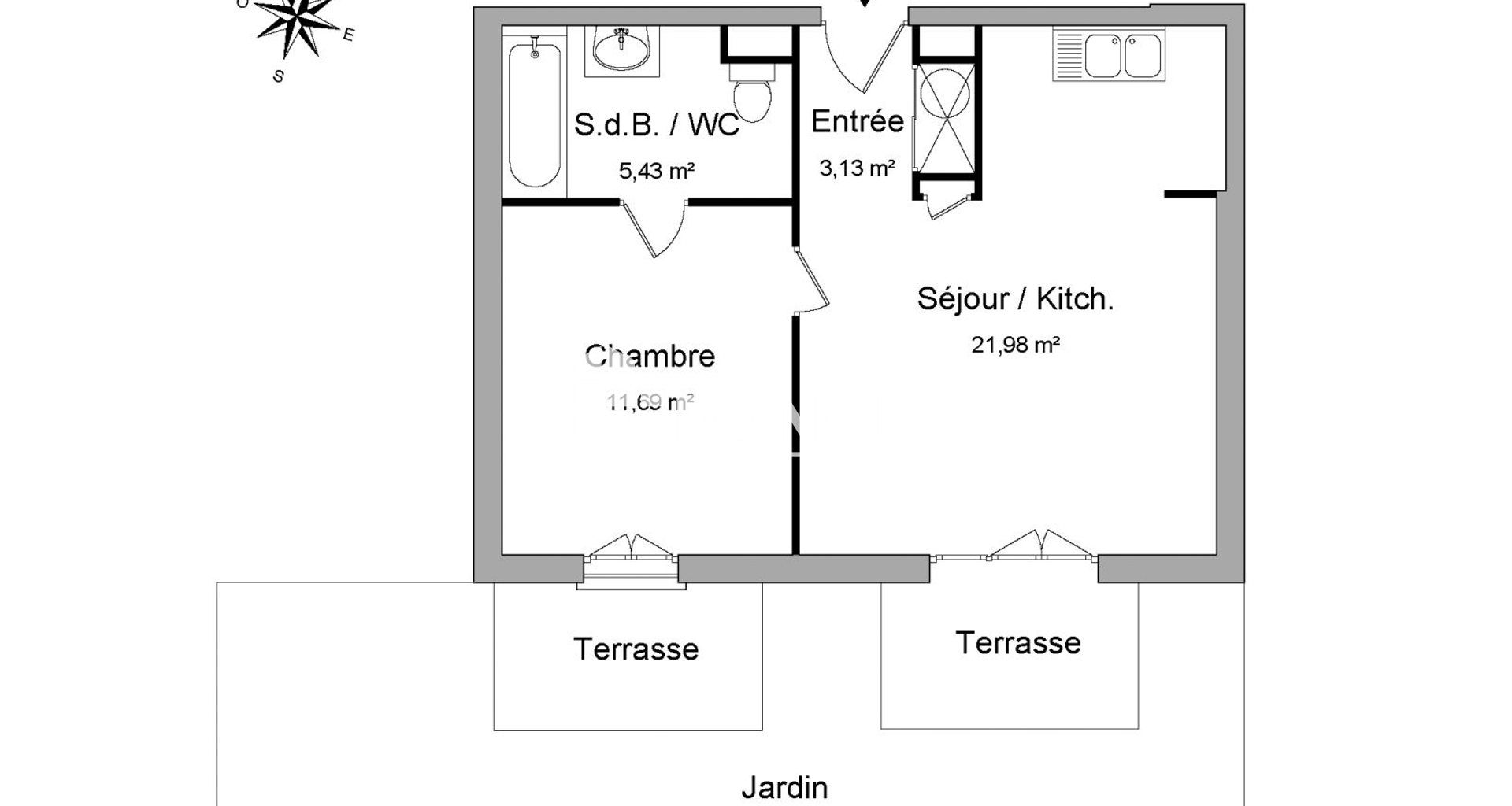 Appartement 2 pièces (42.23 m²) à louer - Persan (95340)