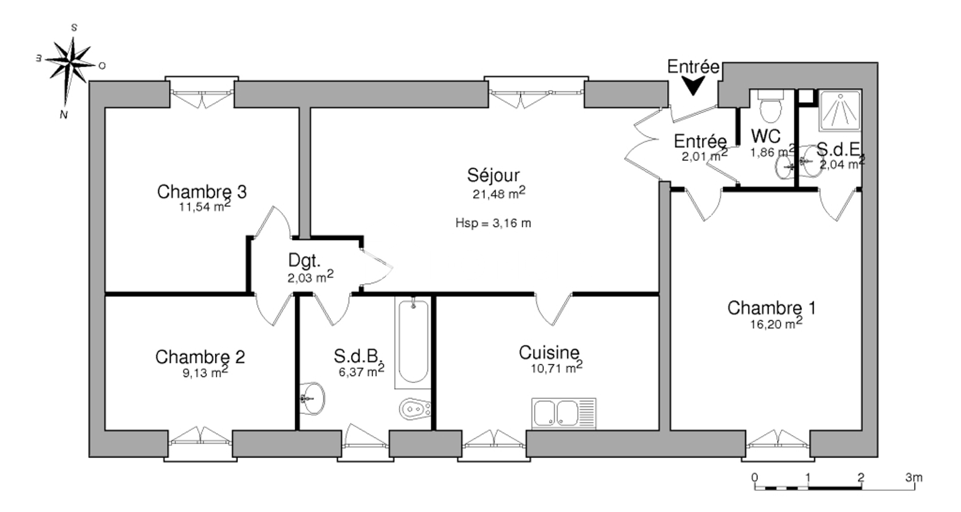 Appartement 4 pièces (83.37 m²) à louer - Nîmes (30900)