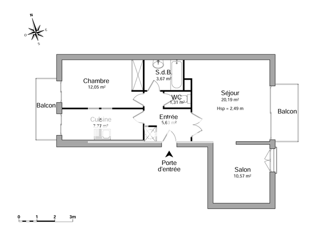 Appartement 3 pièces (61.19 m²) à louer - Orleans (45000)