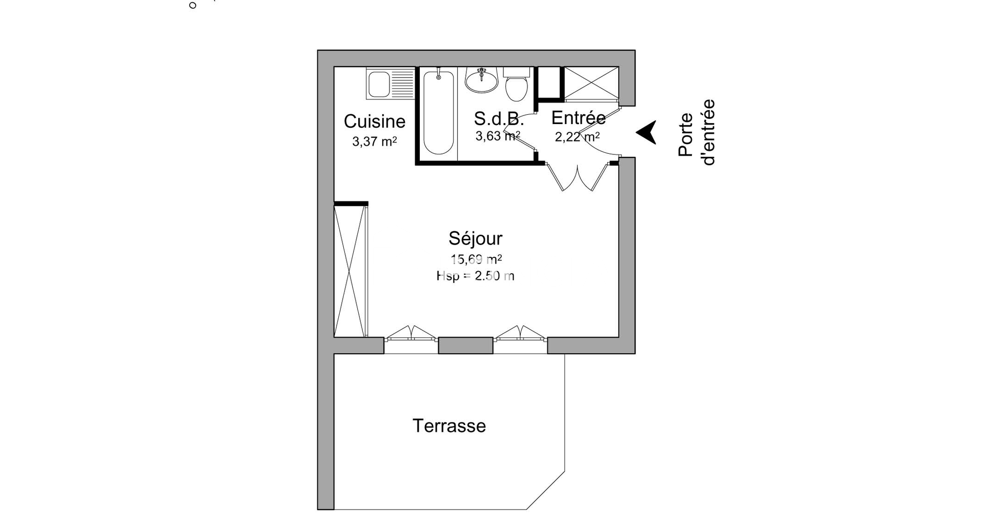Studio (24.91 m²) à louer - Conflans-sainte-honorine (78700)