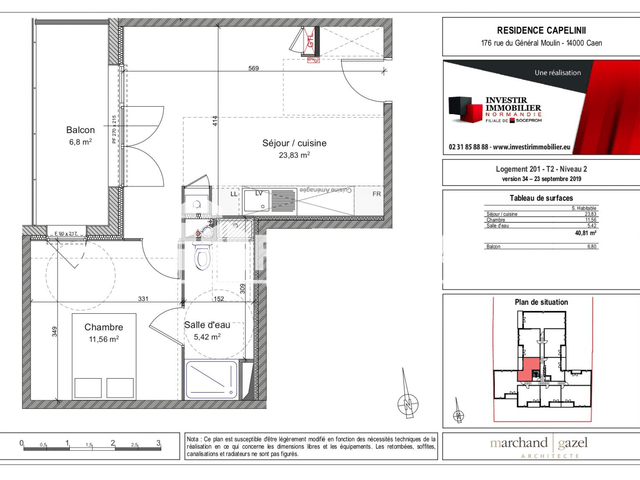 Appartement 2 pièces (40.82 m²) à louer - Caen (14000)