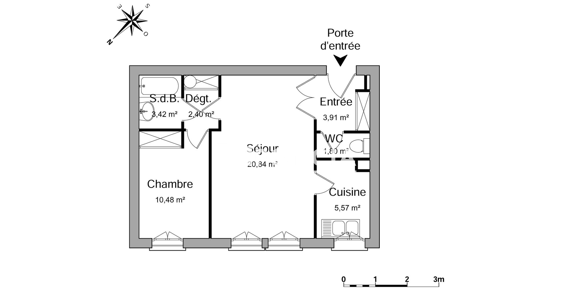 Appartement 2 pièces (48.42 m²) à louer - Le Plessis-robinson (92350)