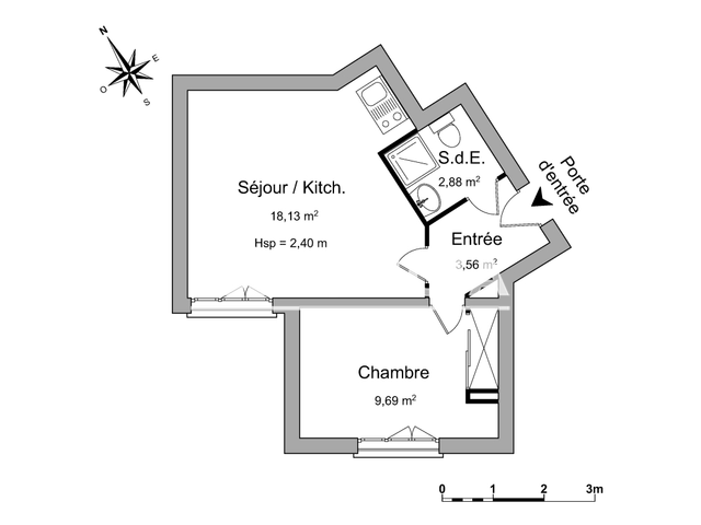 Appartement 2 pièces (34.26 m²) à louer - Rennes (35000)