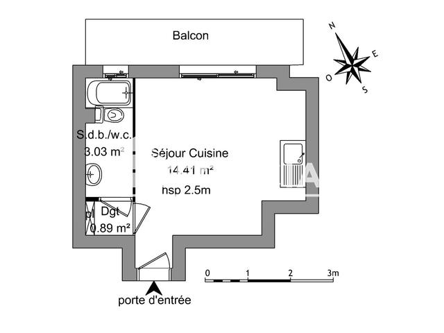 Studio (18.33 m²) à louer - Montpellier (34070)