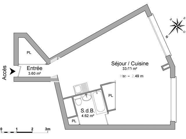 Appartement meublé 2 pièces (41.27 m²) à louer - Rennes (35000)