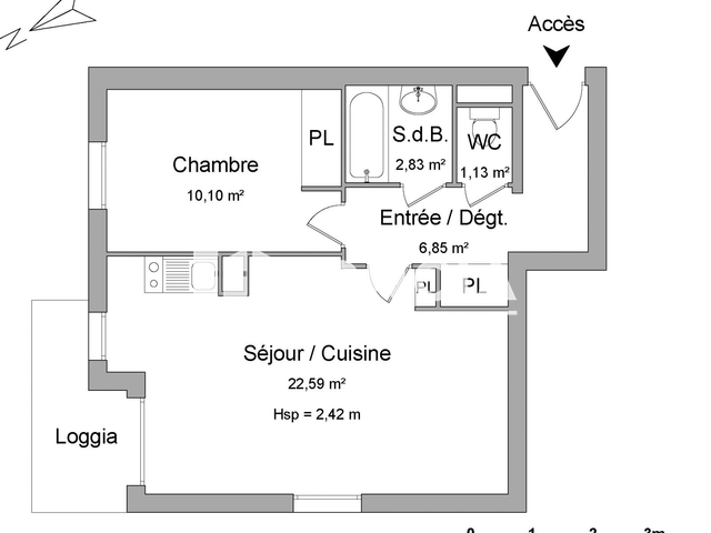 Appartement 2 pièces (43.5 m²) à louer - Mudaison (34130)