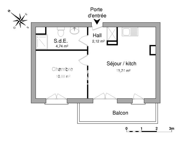Appartement 2 pièces (36.81 m²) à louer - Herouville Saint Clair (14200)