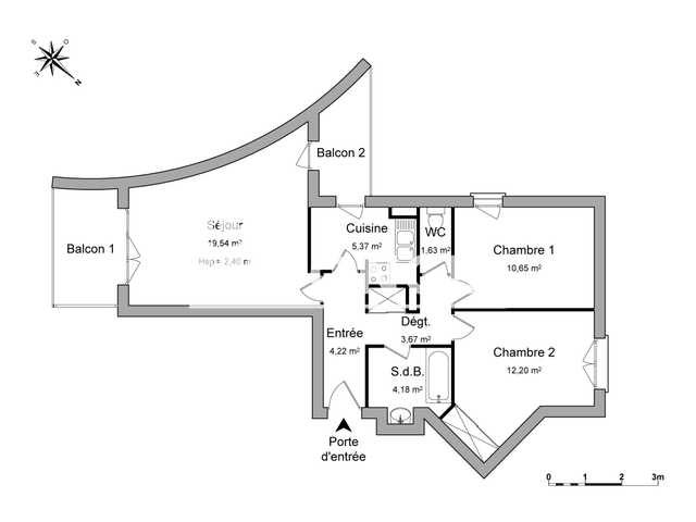 Appartement 3 pièces (61.46 m²) à louer - Frejus (83600)