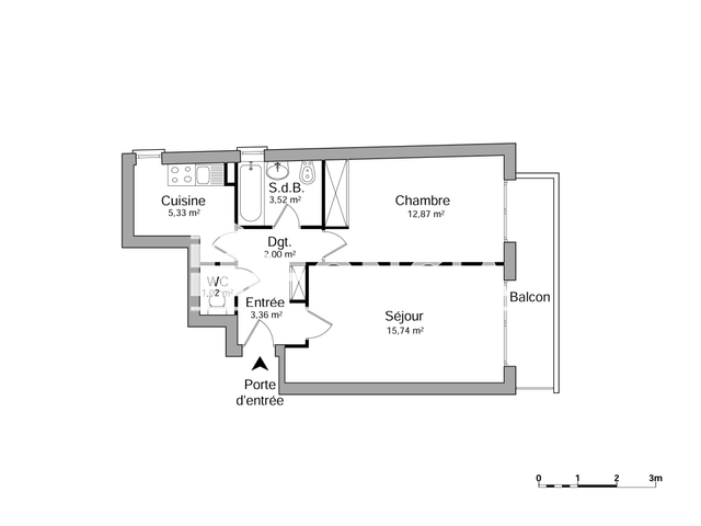 Appartement 2 pièces (43.84 m²) à louer - Boulogne Billancourt (92100)