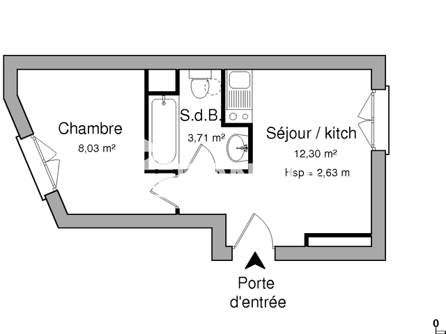 Appartement 2 pièces (24.04 m²) à louer - Rennes (35000)