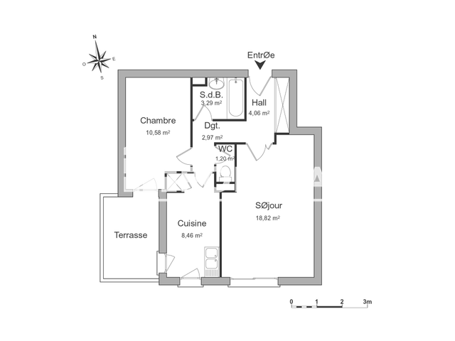 Appartement 2 pièces (49.38 m²) à louer - Orleans (45100)