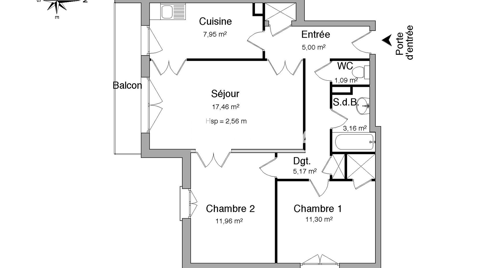 Appartement 3 pièces (63.09 m²) à louer - Saint-brieuc (22000)