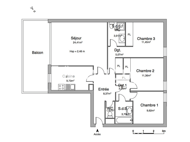 Appartement 4 pièces (92.35 m²) à louer - Montpellier (34000)