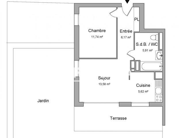 Appartement 2 pièces (43.02 m²) à louer - Saint-jacques-de-la-lande (35136)