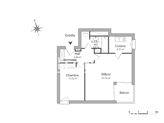 Appartement 2 pièces (46.07 m²) à louer - Montpellier (34000)