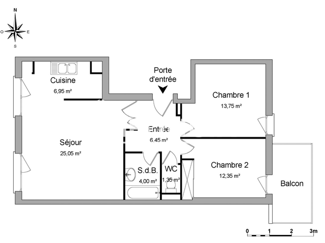 Appartement 3 pièces (69.9 m²) à louer - Rennes (35000)