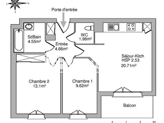 Appartement 3 pièces (54.62 m²) à louer - Orleans (45000)
