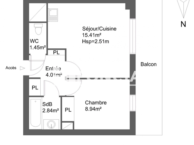 Appartement 2 pièces (32.65 m²) à louer - Les Andelys (27700)