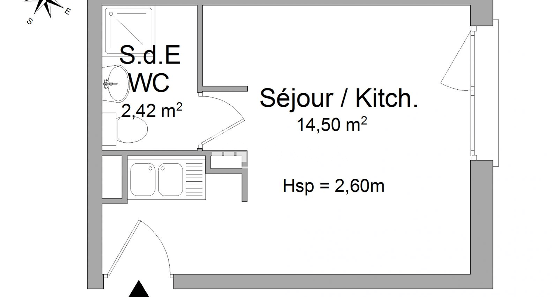 Studio (16.92 m²) à louer - Le Plessis-robinson (92350)