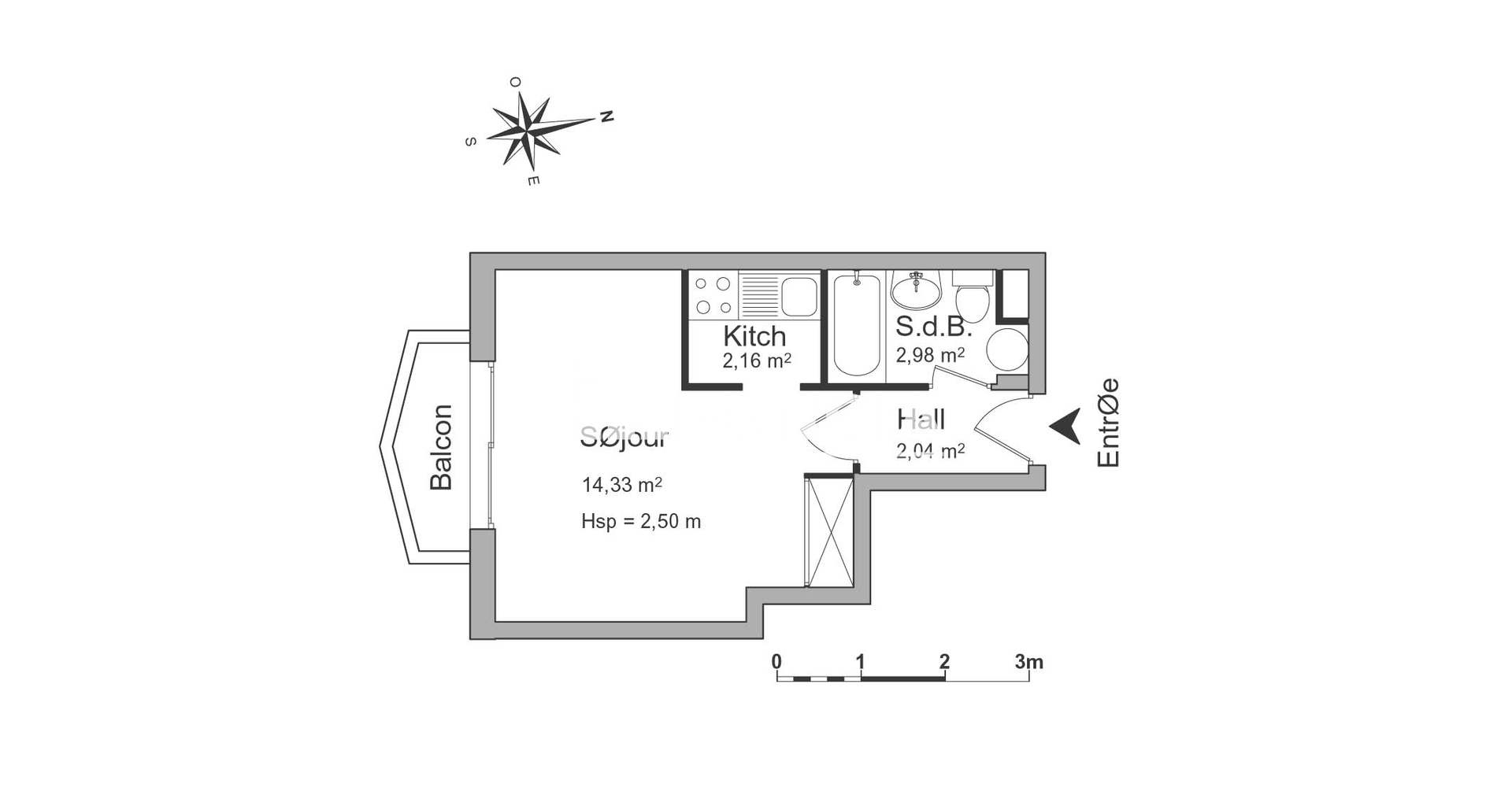 Studio (21.51 m²) à louer - Bourg-la-reine (92340)