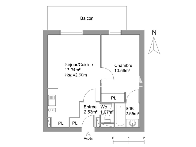 Appartement 2 pièces (34.05 m²) à louer - Montpellier (34070)