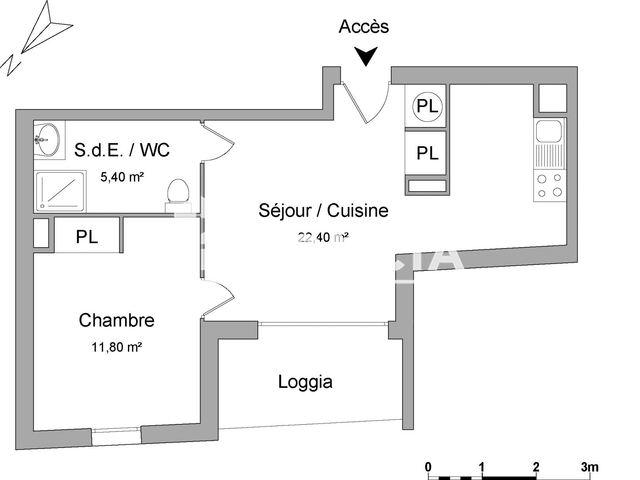 Appartement 2 pièces (39.6 m²) à louer - Montpellier (34070)