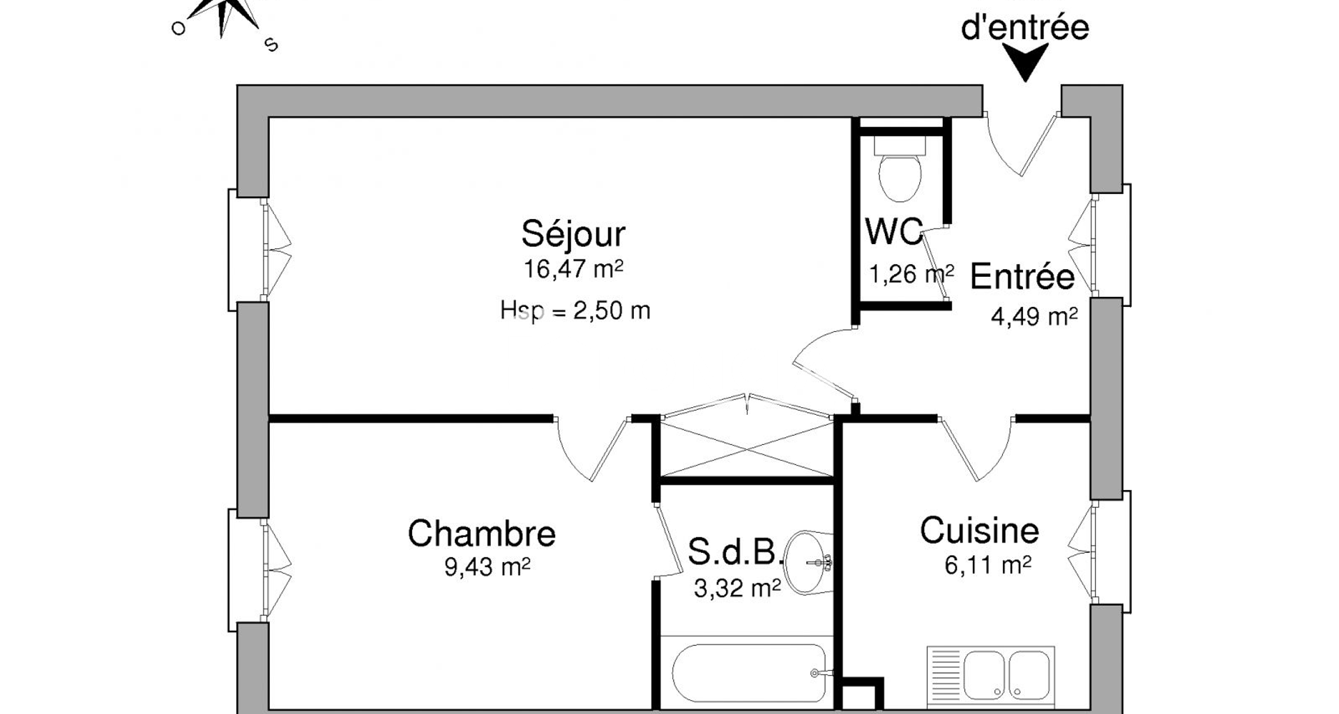 Appartement 2 pièces (41.08 m²) à louer - Le Thillay (95500)