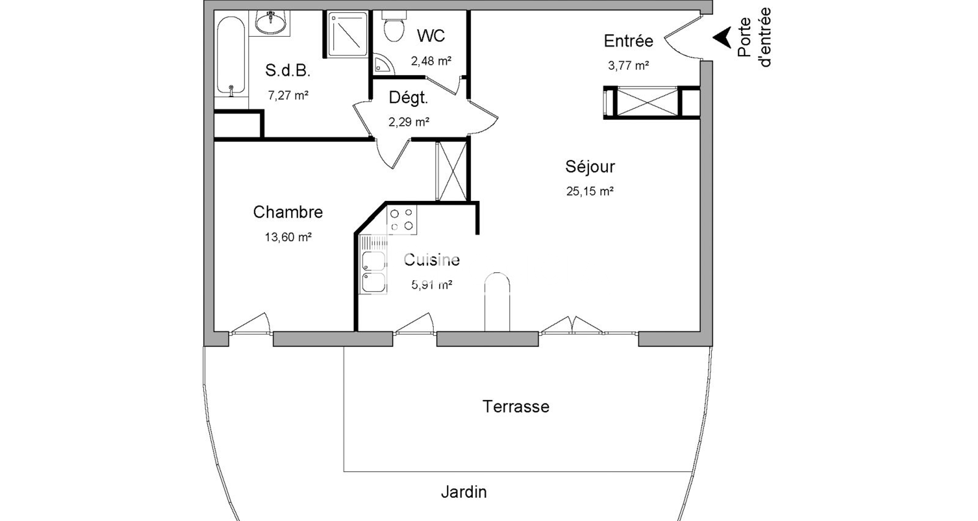 Appartement 2 pièces (60.47 m²) à louer - Cergy (95000)