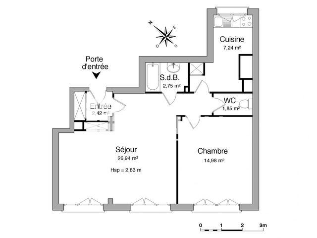 Appartement 2 pièces (56.18 m²) à louer - Rouen (76000)