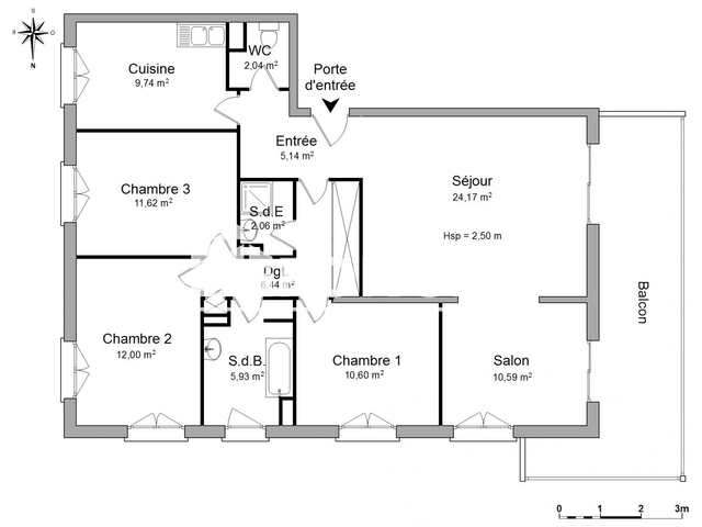 Appartement 4 pièces (100.33 m²) à louer - Montpellier (34090)