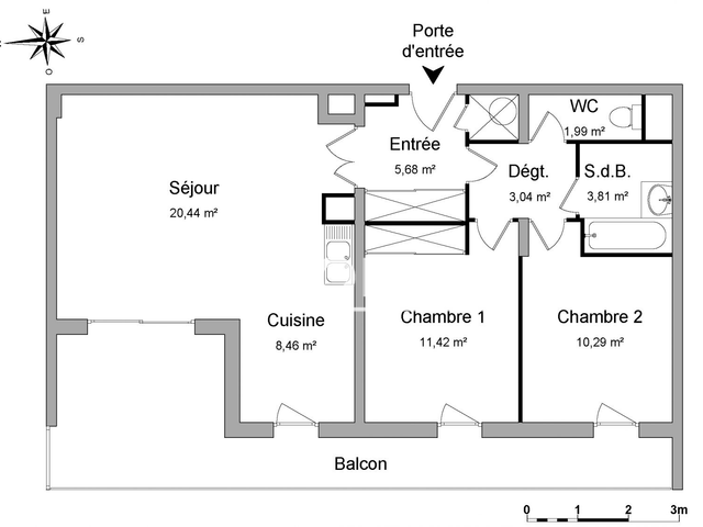 Appartement 3 pièces (65.13 m²) à louer - Cesson Sevigne (35510)