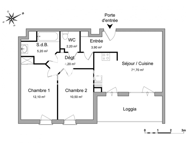 Appartement meublé 3 pièces (59.8 m²) à louer - Montpellier (34000)