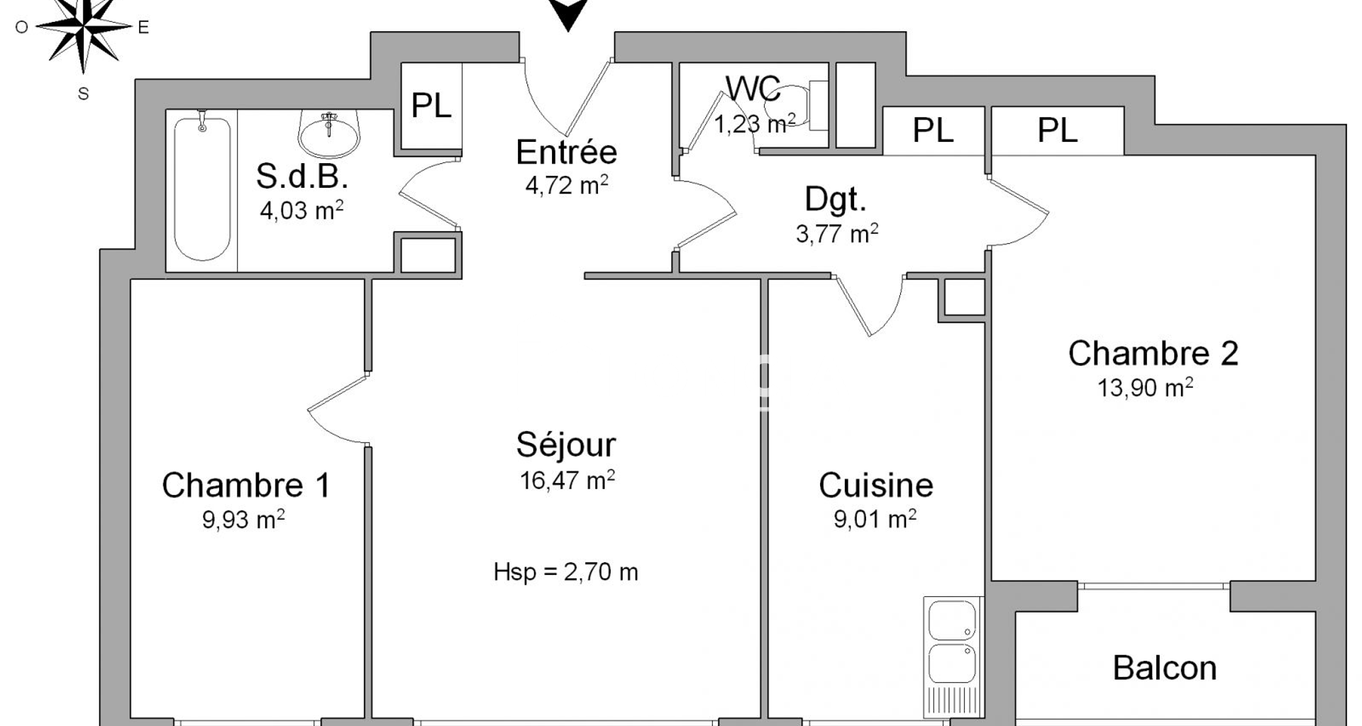 Appartement 3 pièces (63.06 m²) à louer - Antony (92160)