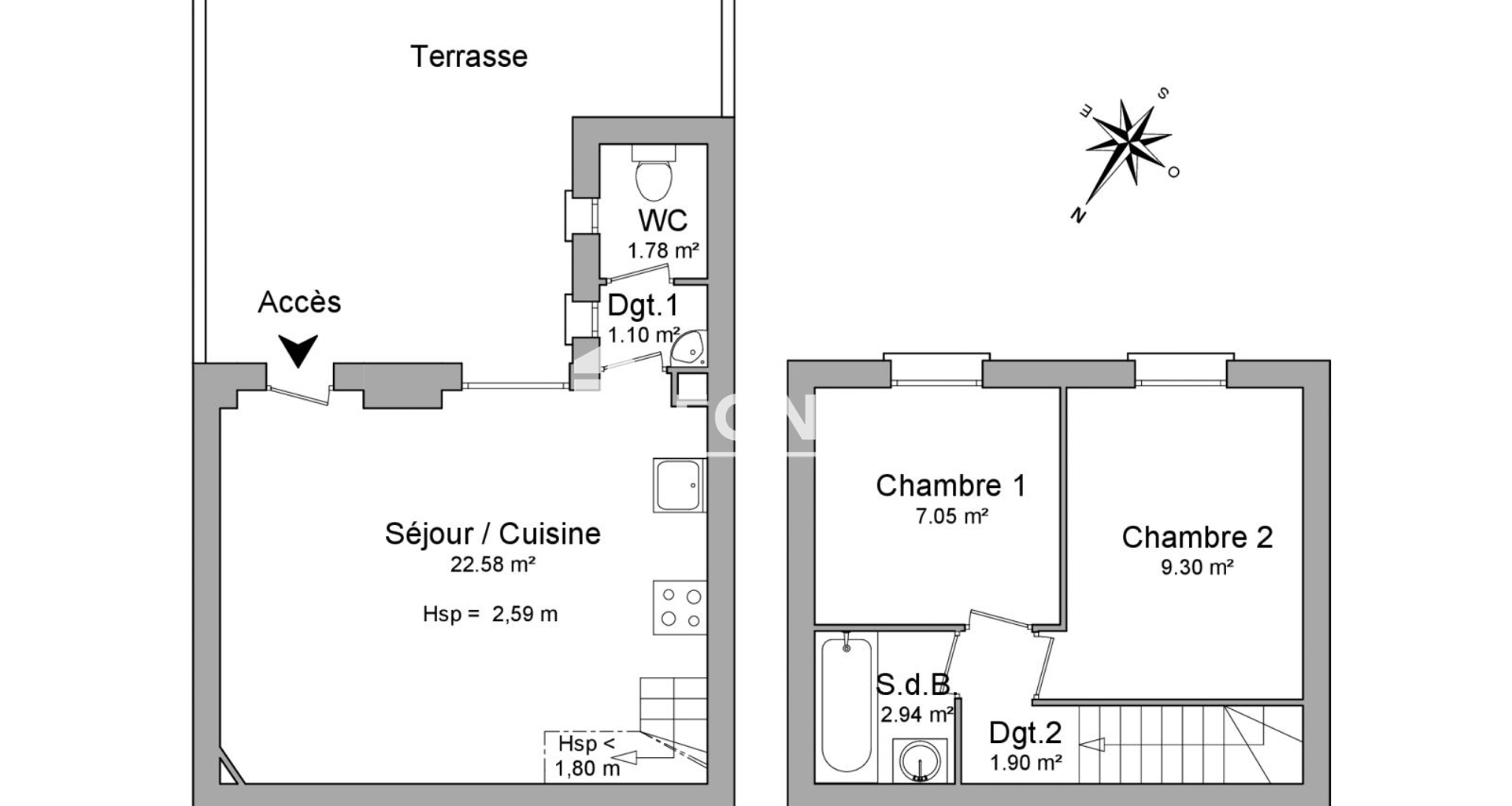 Appartement 3 pièces (46.65 m²) à louer - Franconville (95130)