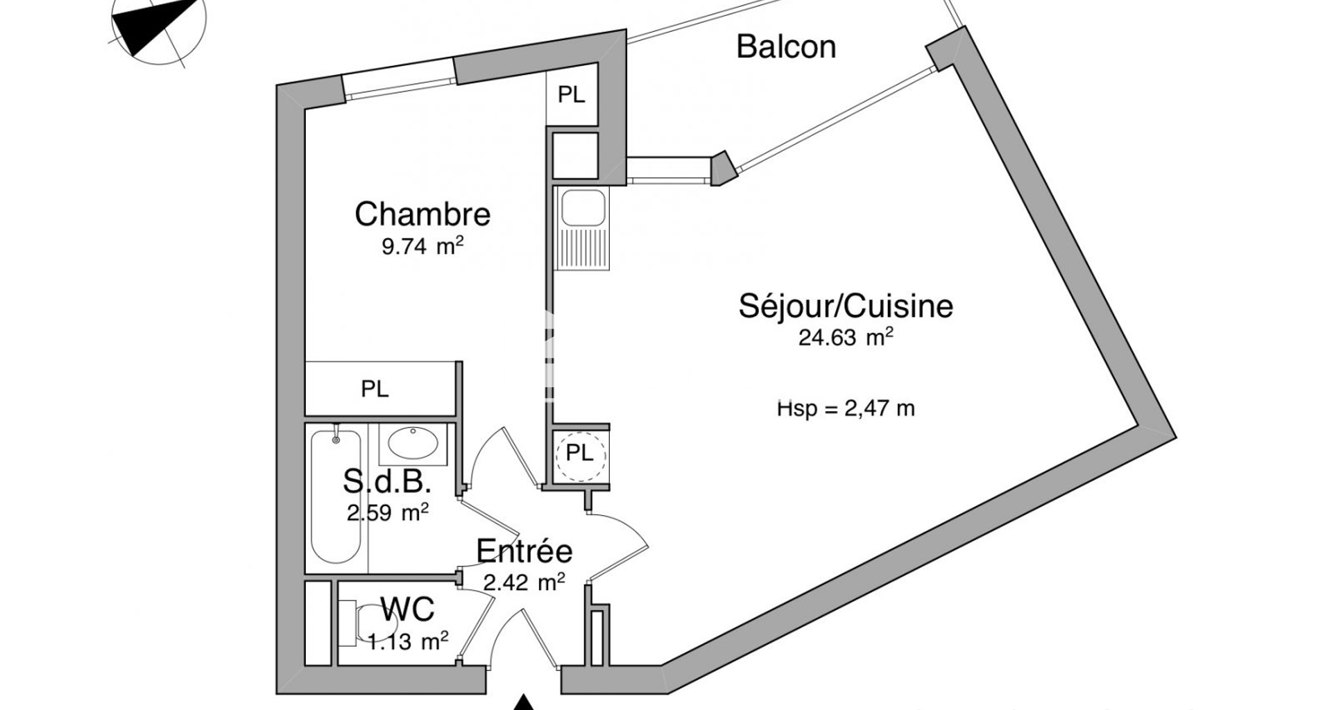 Appartement 2 pièces (40.65 m²) à louer - Cergy (95800)