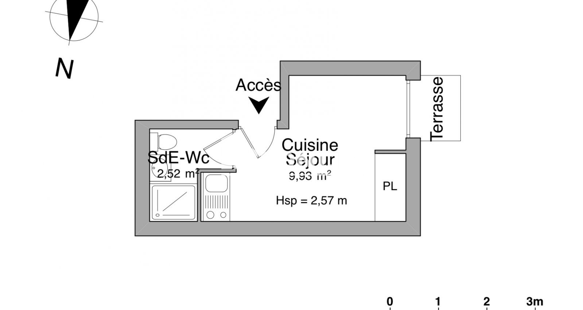 Studio meublé (12.45 m²) à louer - Aix-en-provence (13100)