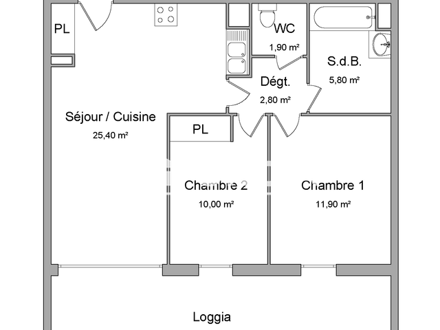 Appartement 3 pièces (57.8 m²) à louer - Cugnaux (31270)