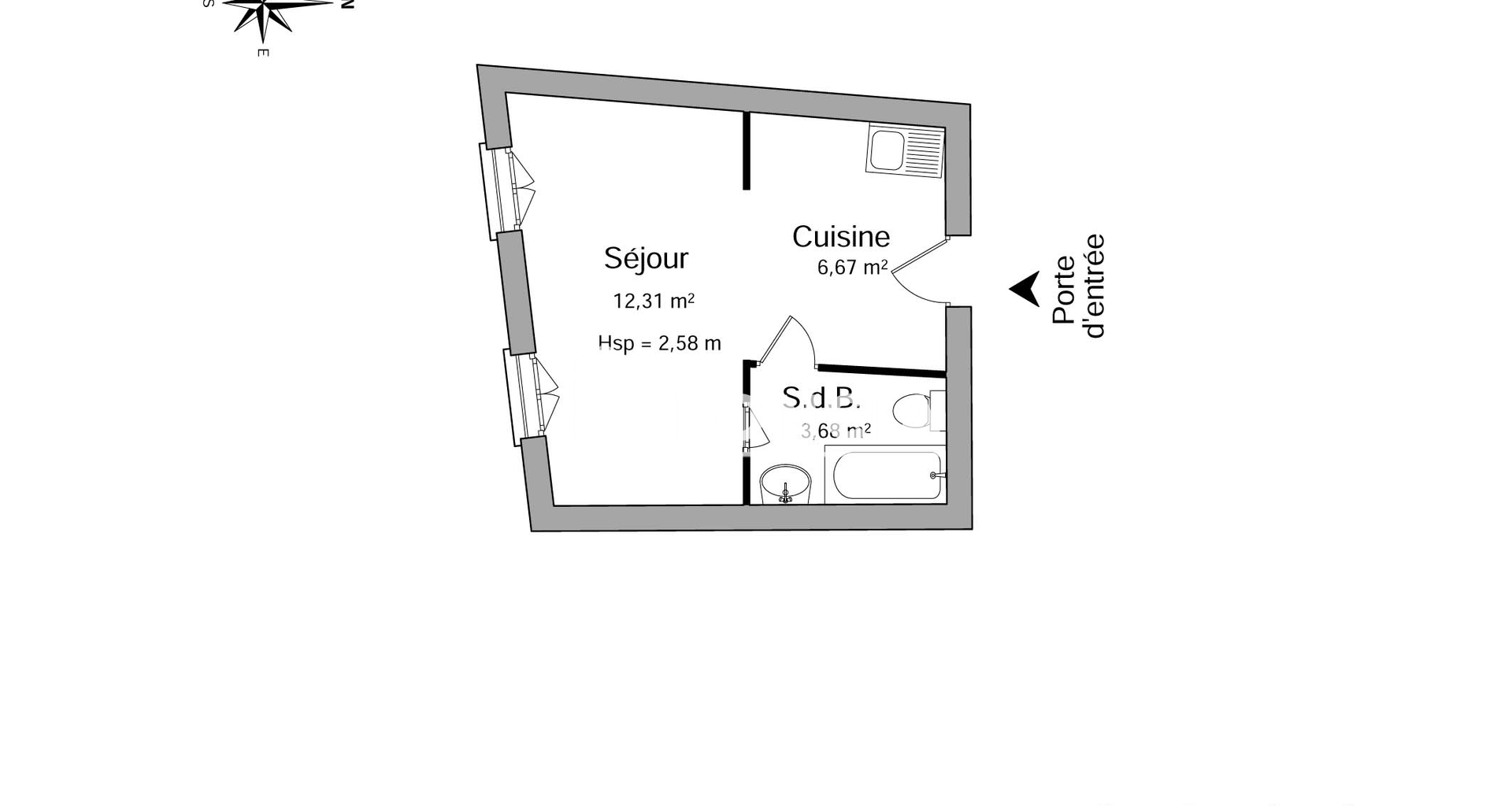 Studio (22.66 m²) à louer - Flins-sur-seine (78410)