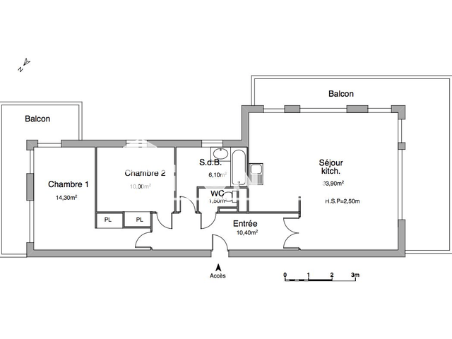 Appartement 3 pièces (76.2 m²) à louer - Bruges (33520)