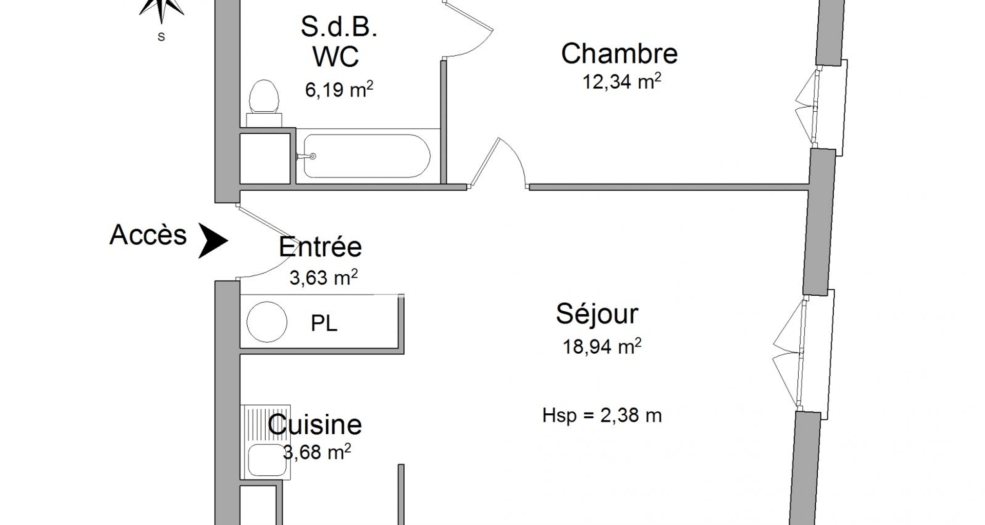 Appartement 2 pièces (44.78 m²) à louer - Moissy-cramayel (77550)