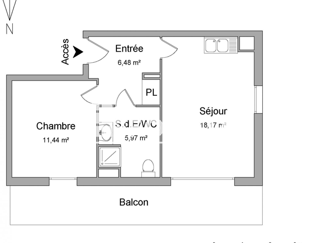 Appartement 2 pièces (42.06 m²) à louer - Cergy (95000)