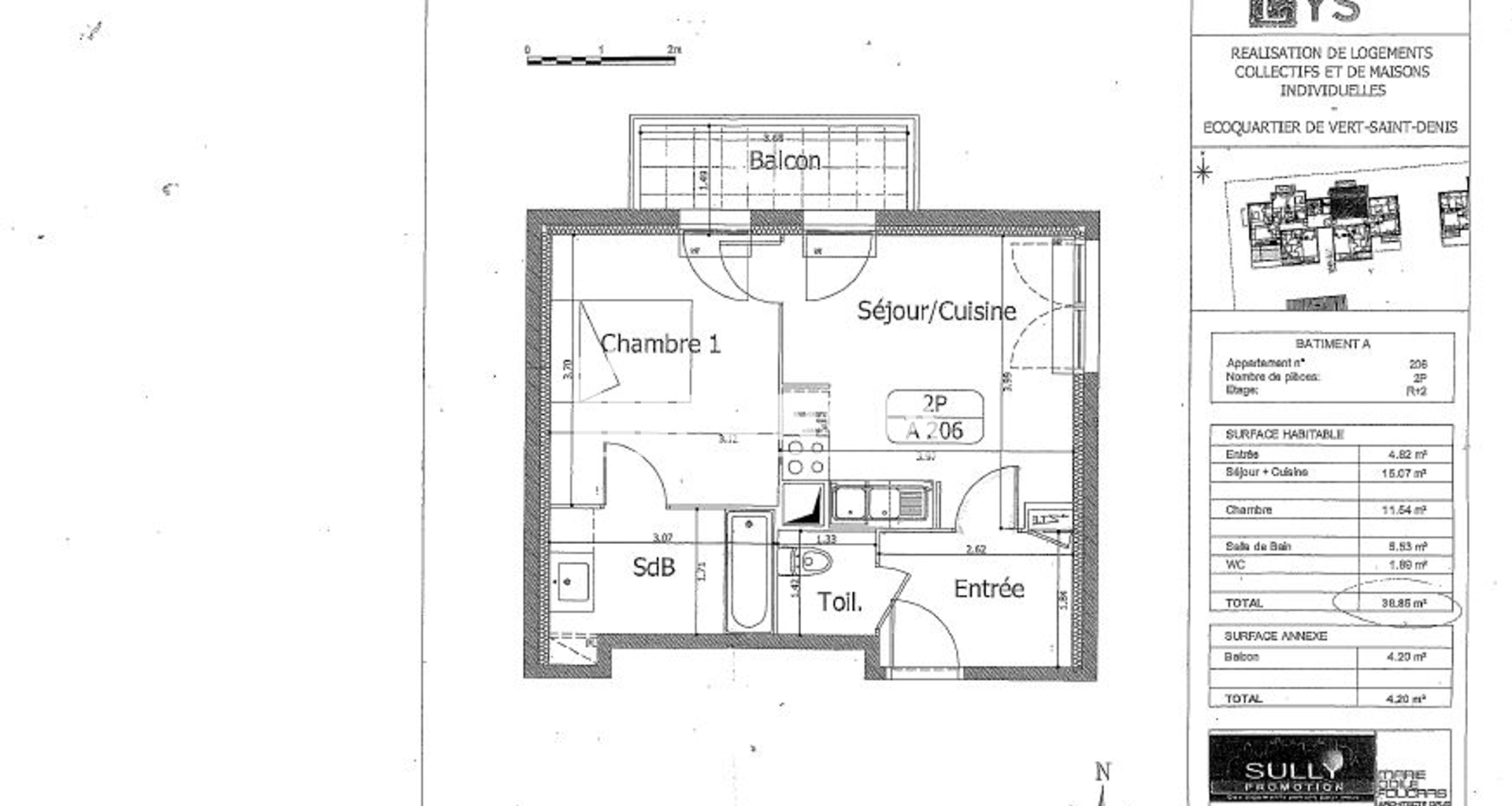 Appartement 2 pièces (38.55 m²) à louer - Vert-saint-denis (77240)