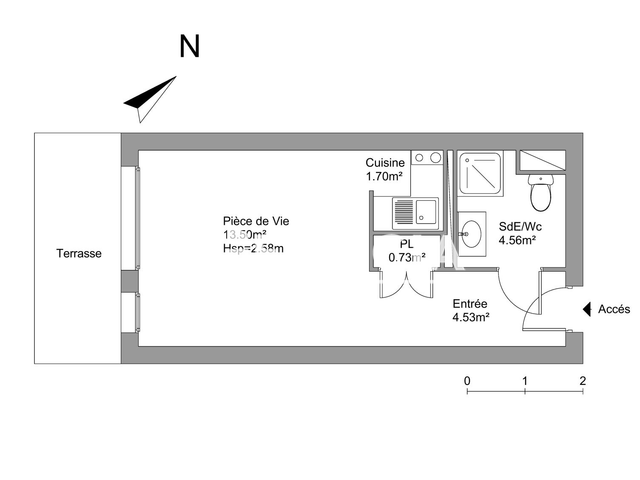 Studio meublé (25.09 m²) à louer - Pessac (33600)
