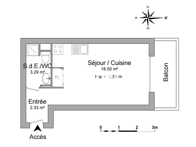 Studio (24.12 m²) à louer - Toulouse 4ᵉ (31400)