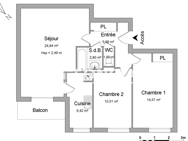 Appartement 3 pièces (66.13 m²) à louer - Melun (77000)