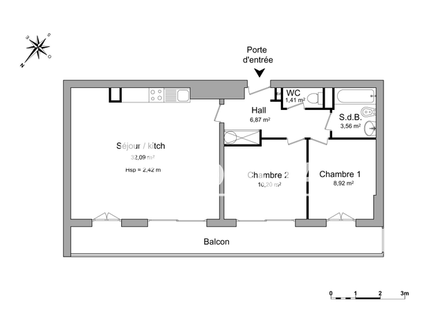 Appartement 3 pièces (63.05 m²) à louer - Menton (06500)
