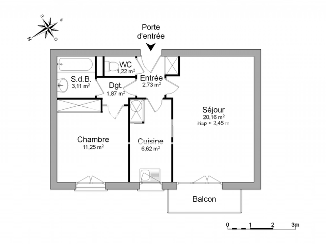 Appartement 2 pièces (46.96 m²) à louer - Verneuil Sur Seine (78480)