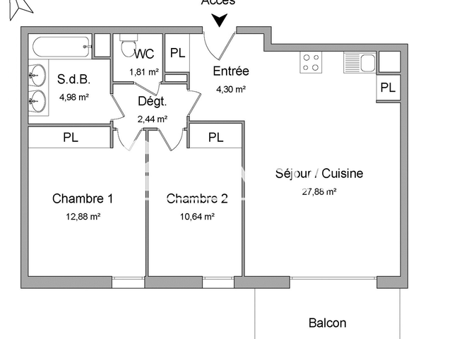 Appartement 3 pièces (64.93 m²) à louer - Toulouse 2ᵉ (31200)