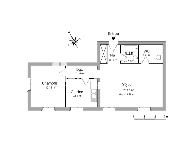 Appartement 2 pièces (56.35 m²) à louer - Bordeaux (33100)